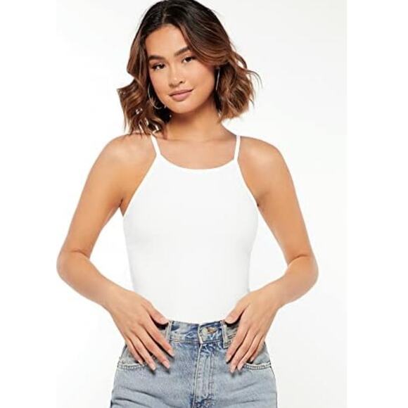 NWT Pretty Little Things Basic White Square Neck Thong Bodysuit Size 2 - Picture 1 of 4